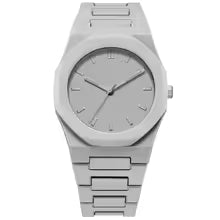 Minimalist silver wristwatch with metal band, modern style, available at Herbalvila online store